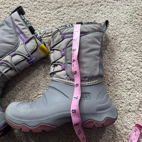 Keen Lumi Waterproof Snow Boots Big Girls Size 1 Insulated Warm Gray w/ Purple - Picture 5 of 16